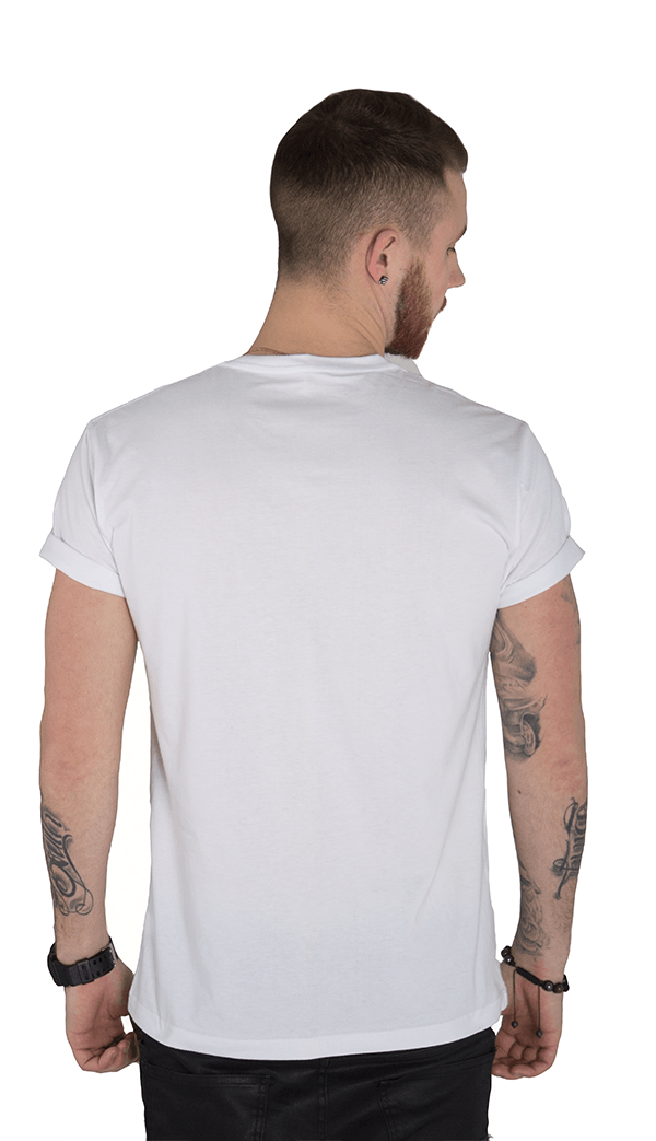 именная белая футболка мужская вид сзади