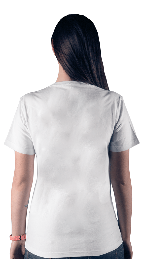 именная белая футболка женская вид сзади